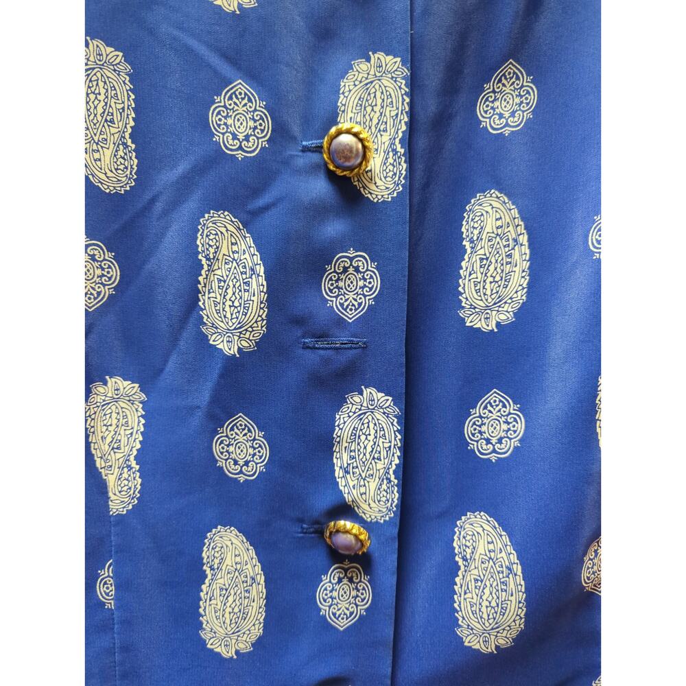 Leslie Fay vintage drop waist 18 dress Blue white Paisley summer garden Plus - Picture 7 of 7